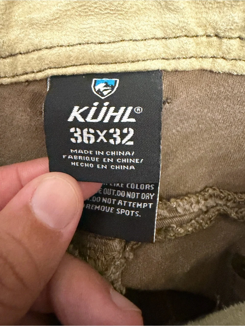 Kuhl Men's Rydr pants dark khaki vintage patina dye 36x32